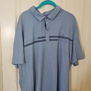 Travis Mathew Light Blue Polo with Navy Stripe Accent
